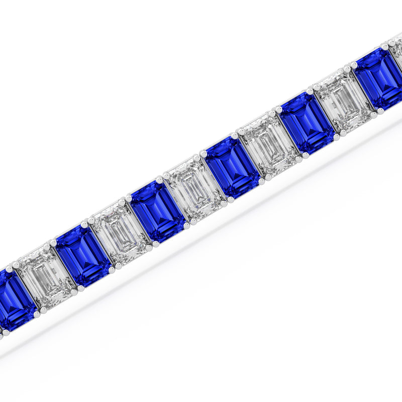 Sapphire and Diamond Emerald Cut Bracelet