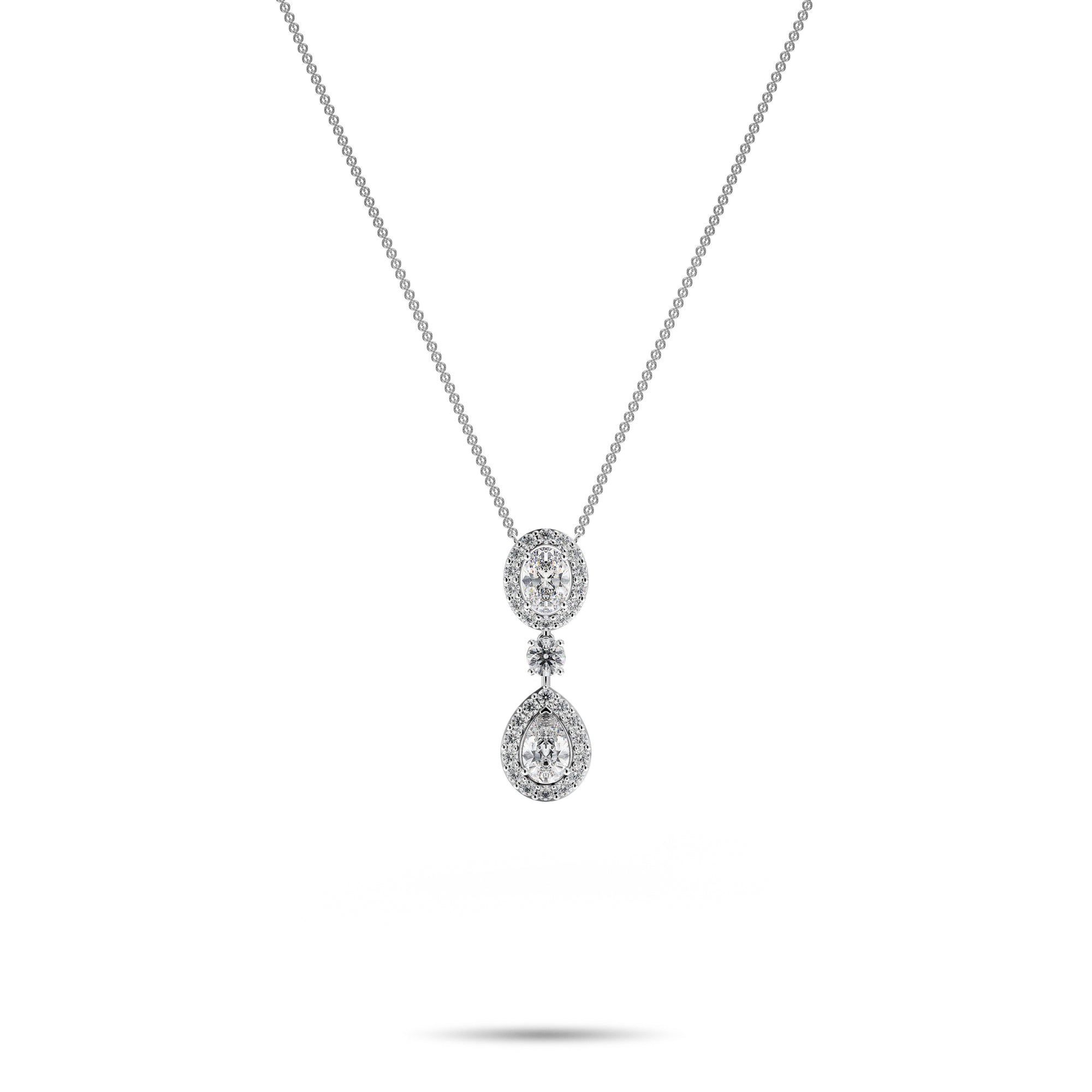 Icon Oval and Pear Shape Diamond Drop Necklace