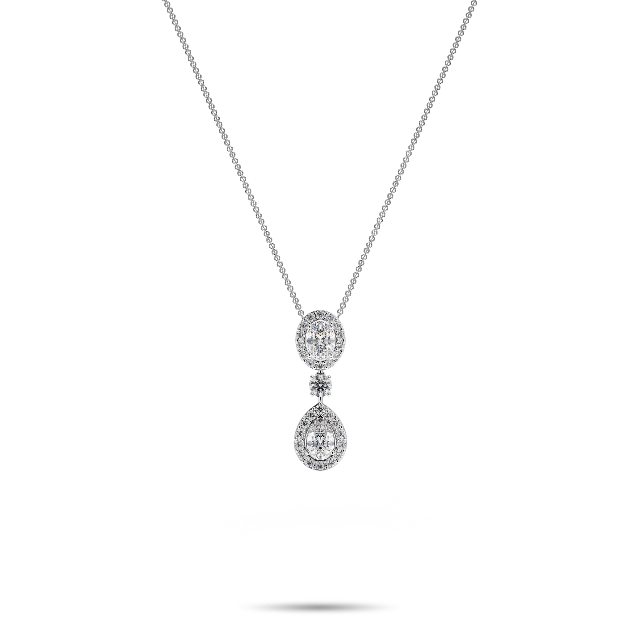 Icon Oval and Pear Shape Diamond Drop Necklace