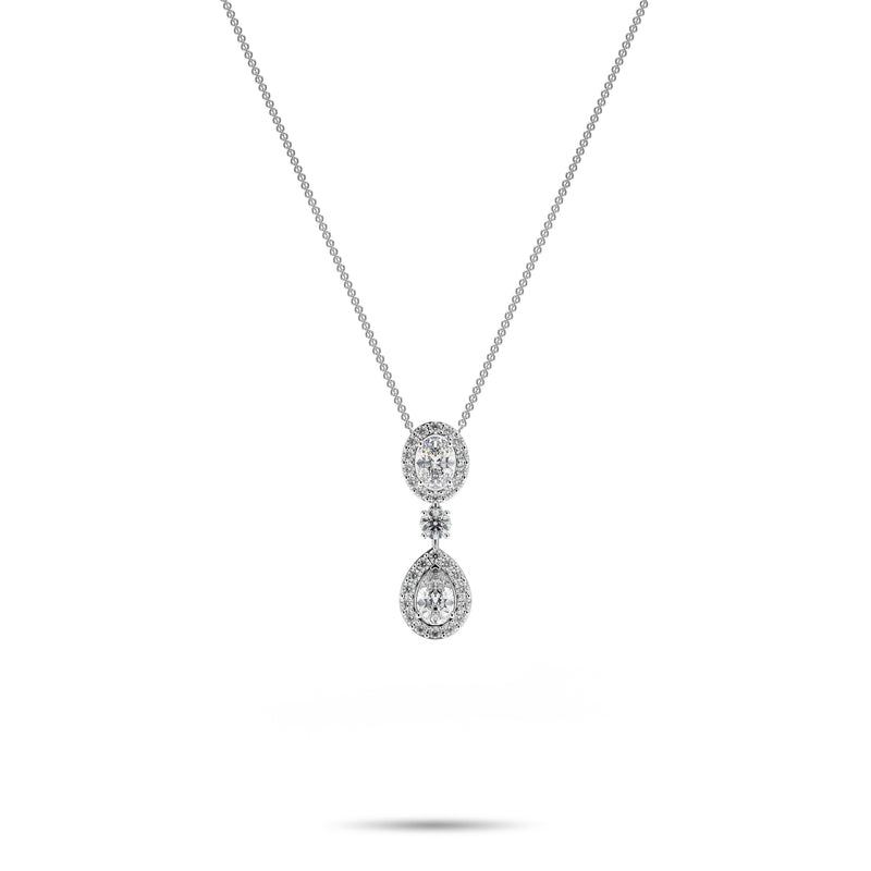 Icon Oval and Pear Shape Diamond Drop Necklace