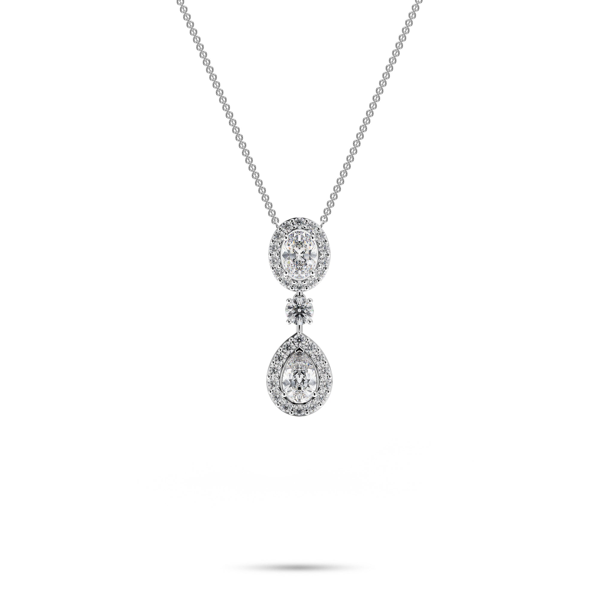 Icon Oval and Pear Shape Diamond Drop Necklace