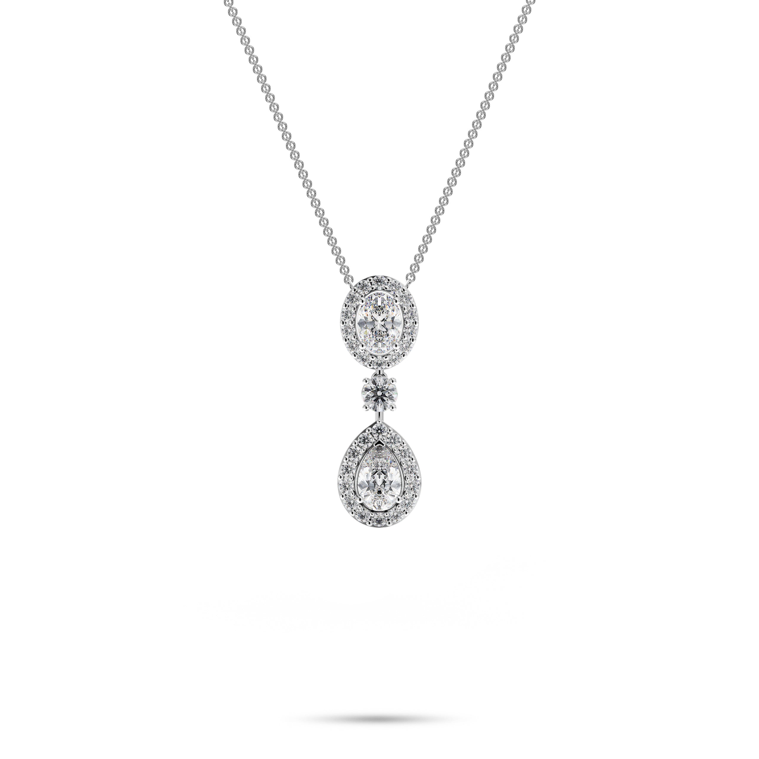 Icon Oval and Pear Shape Diamond Drop Necklace
