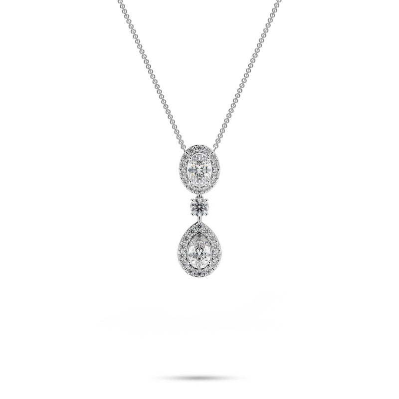 Icon Oval and Pear Shape Diamond Drop Necklace