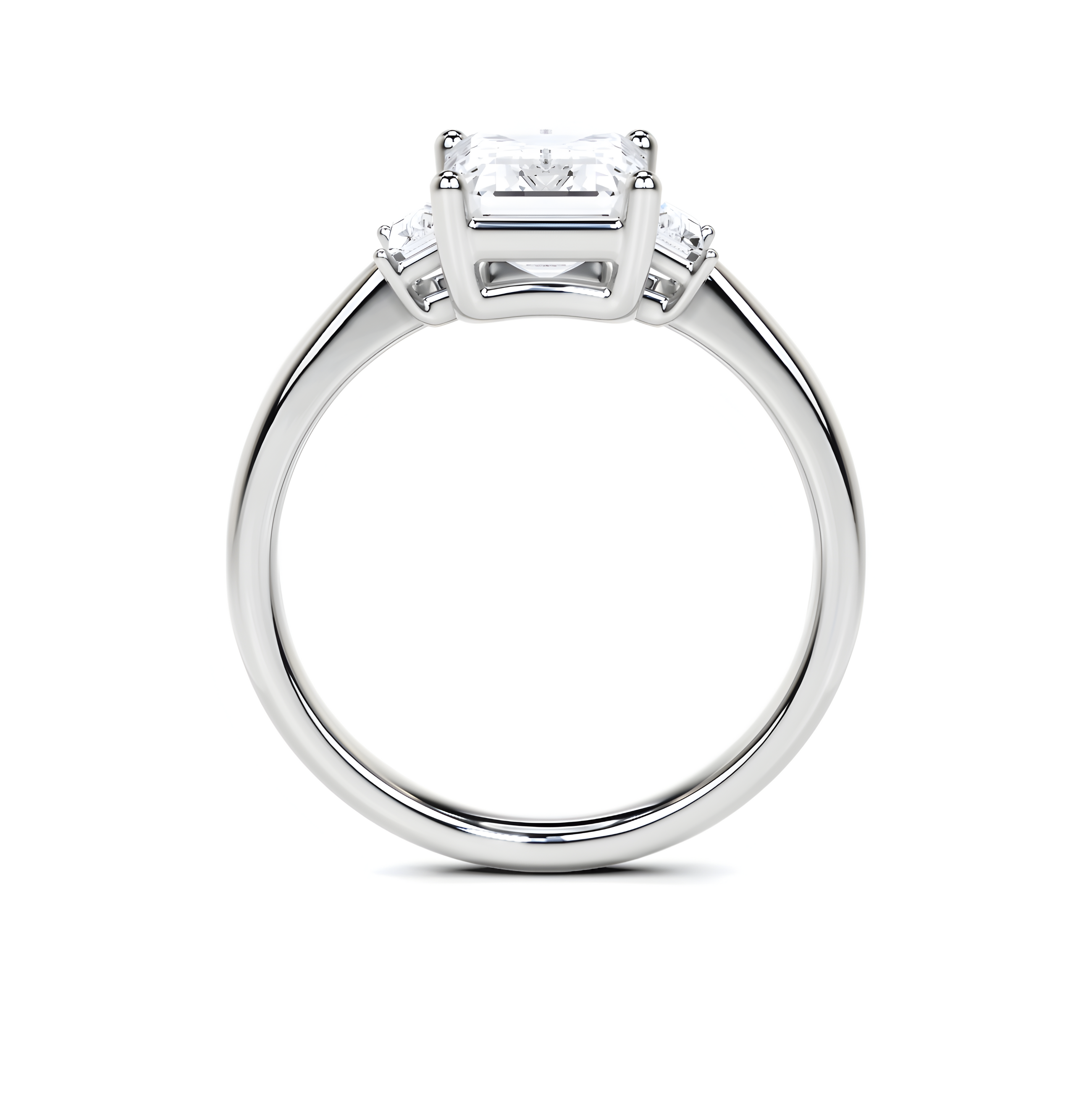 Emerald White Diamond And Baguette Engagement Ring