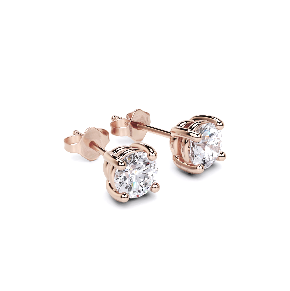 Pendientes de diamantes redondos de 4 puntas