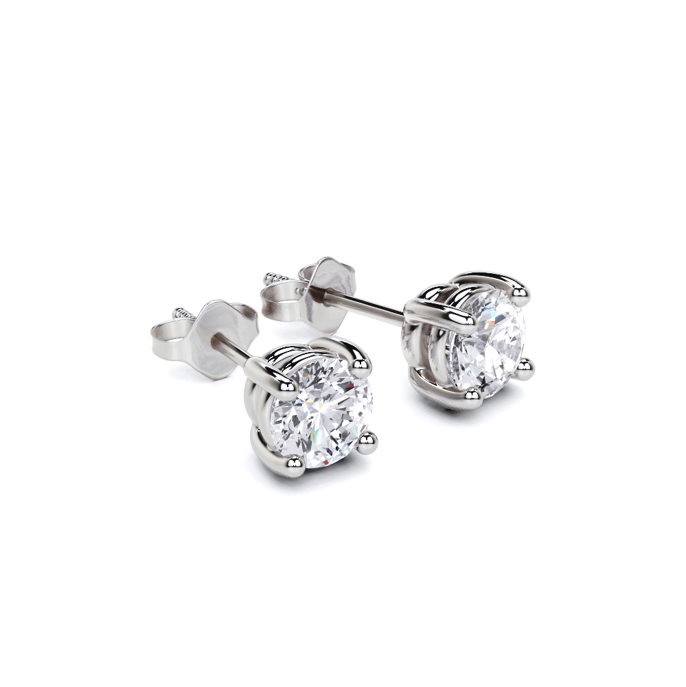 Pendientes de diamantes redondos de 4 puntas