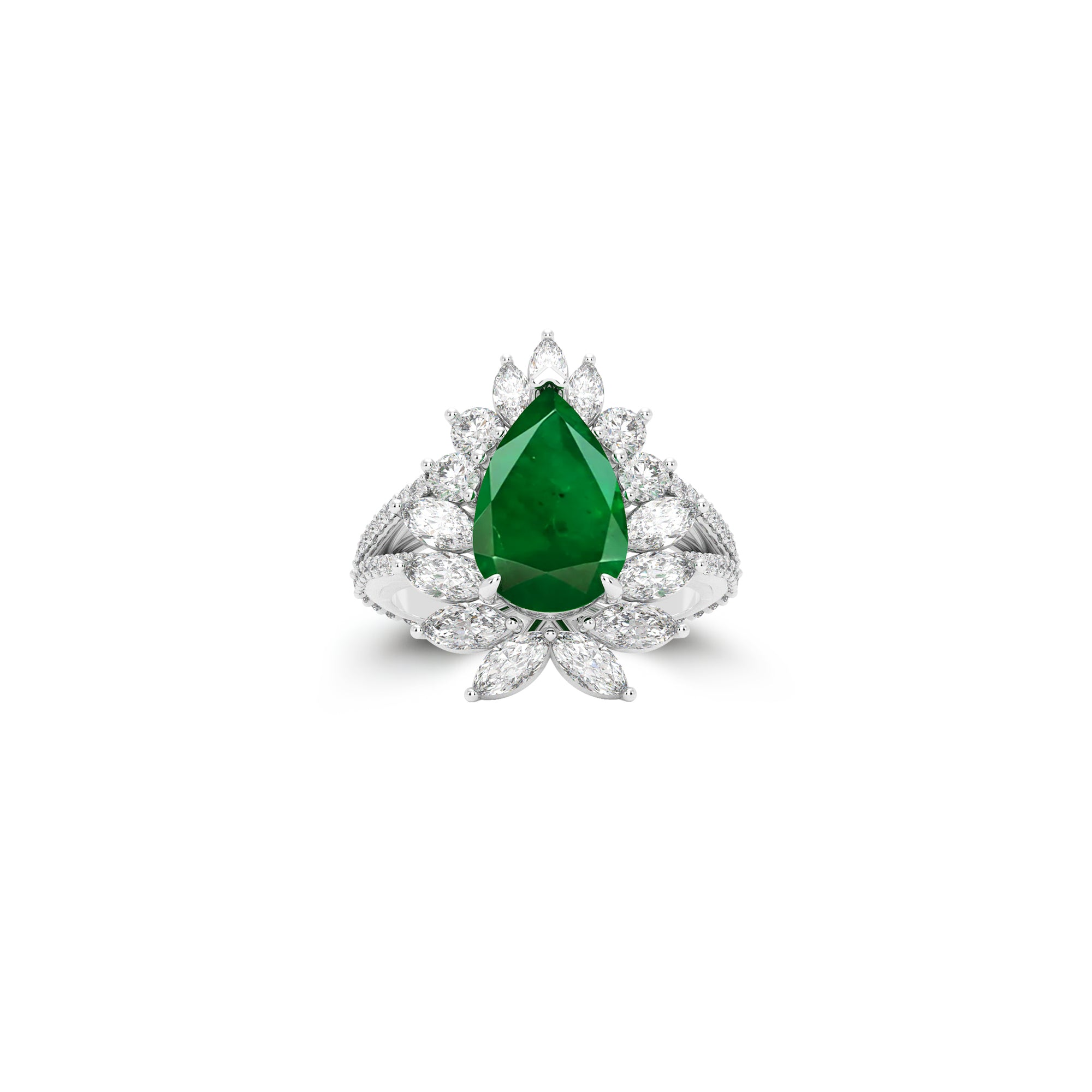 Anastasia’s Radiant Emerald Pear Shape Ring
