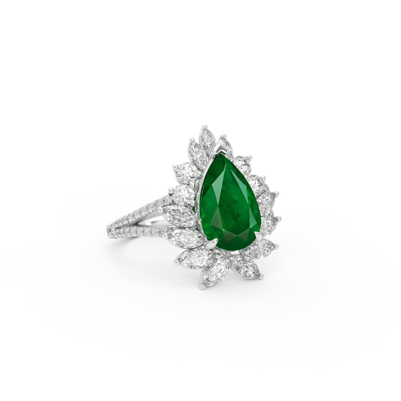 Anastasia’s Radiant Emerald Pear Shape Ring