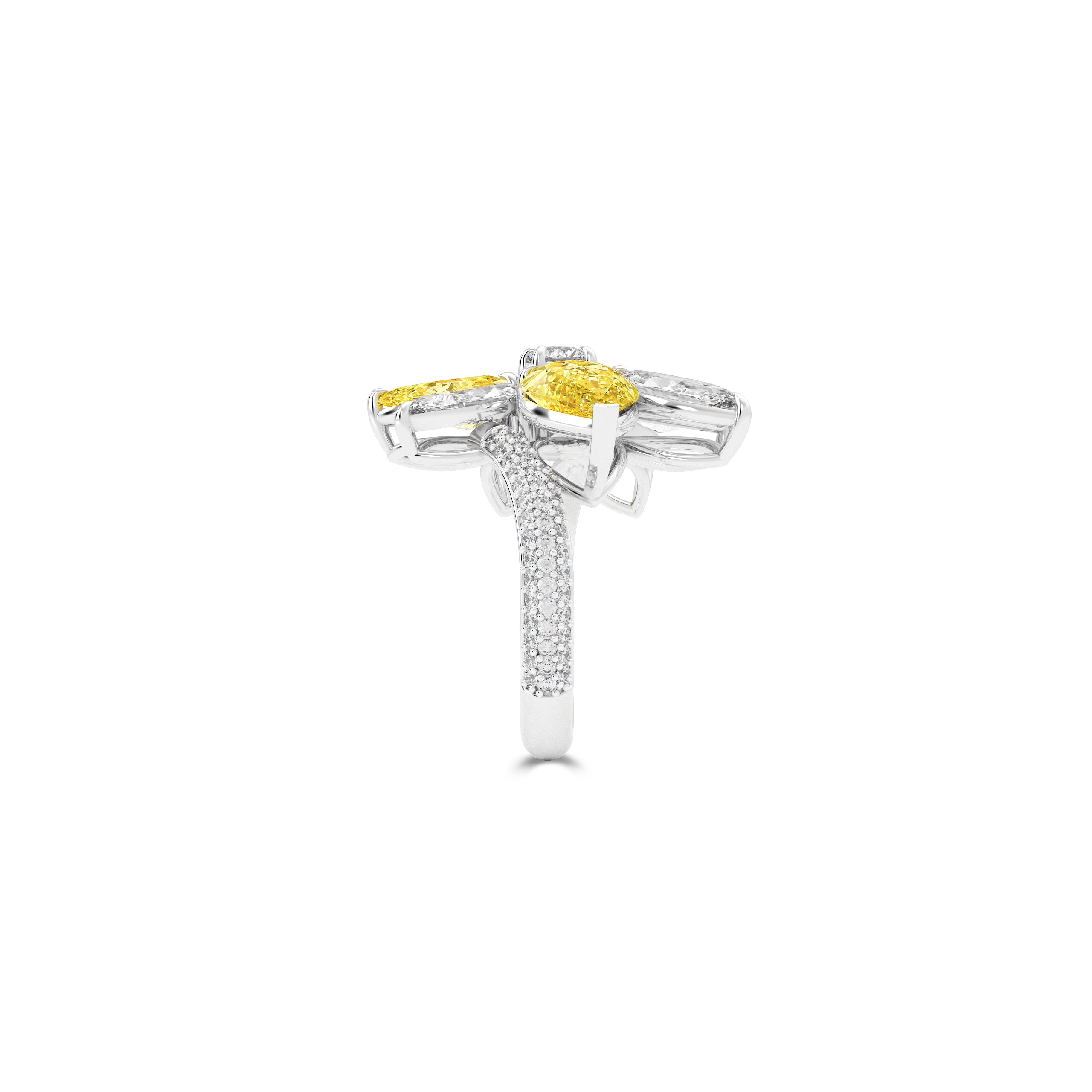 Anastasia’s Bloom Yellow Diamond & White Diamond Flower Ring