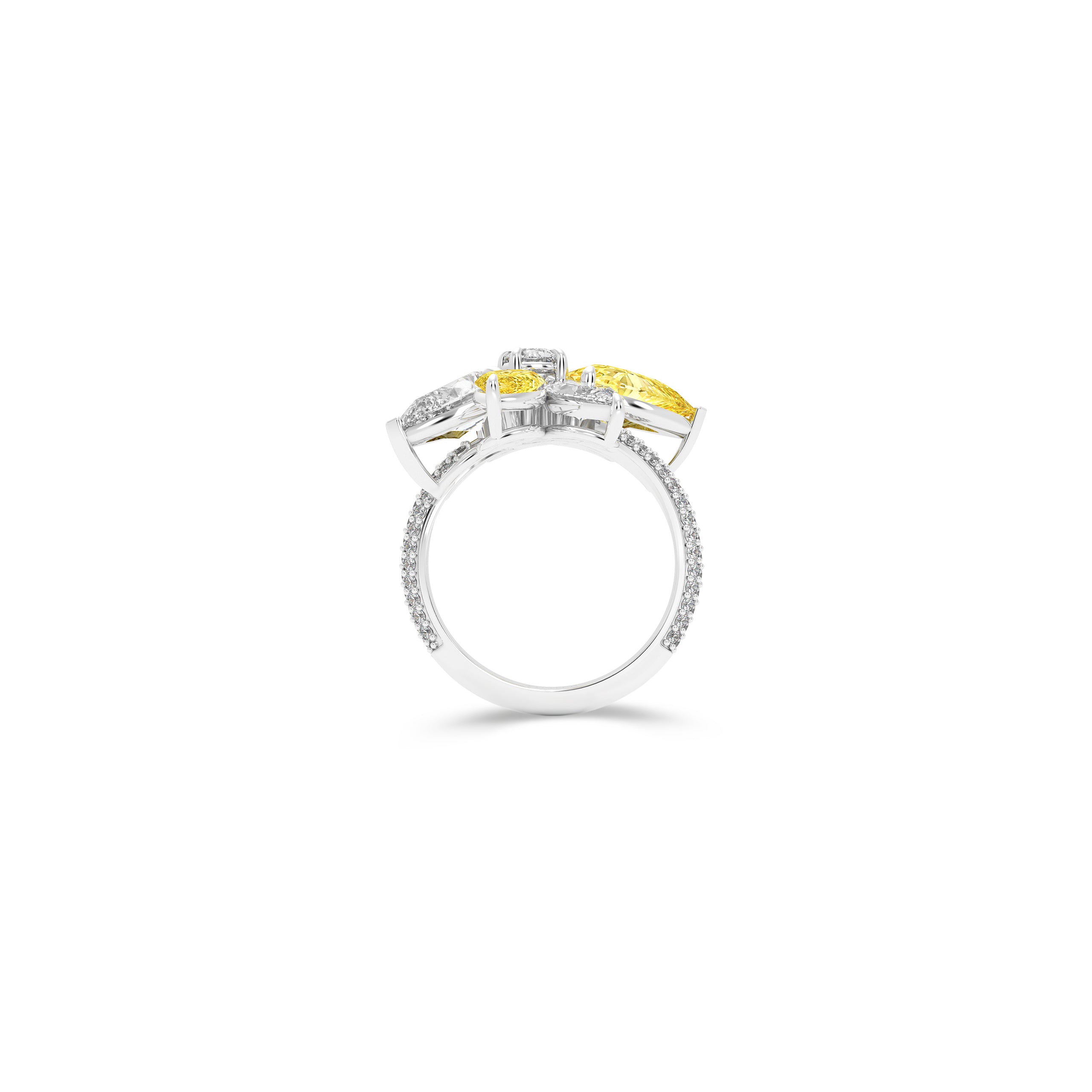 Anastasia’s Bloom Yellow Diamond & White Diamond Flower Ring