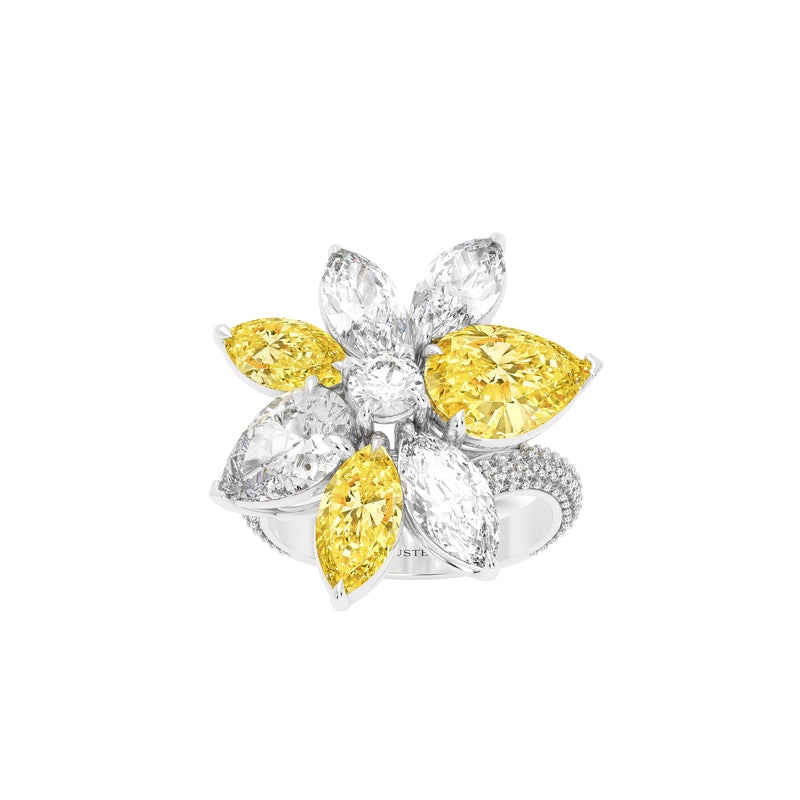 Yellow Marquise Cut and Diamond