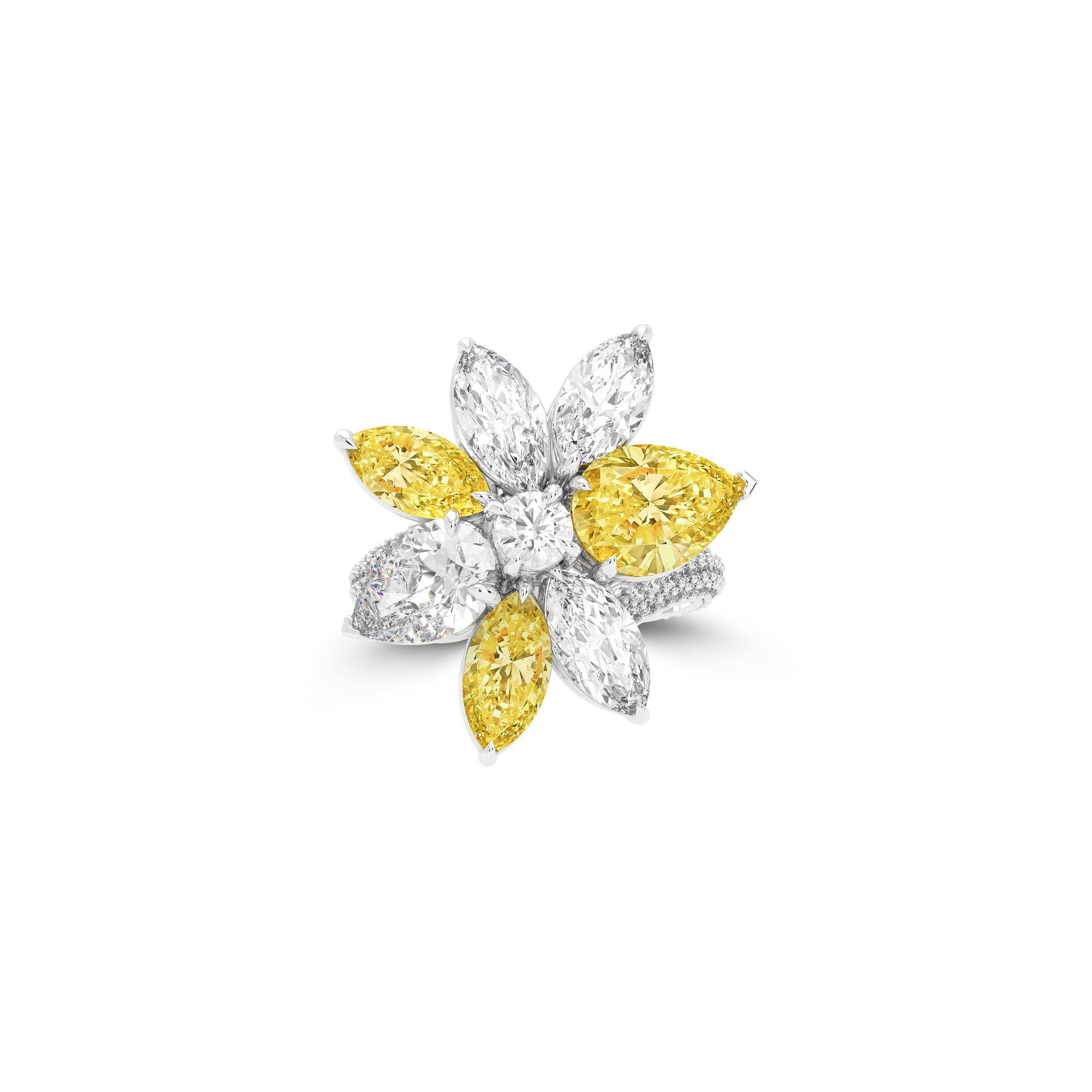 Anastasia’s Bloom Yellow Diamond & White Diamond Flower Ring