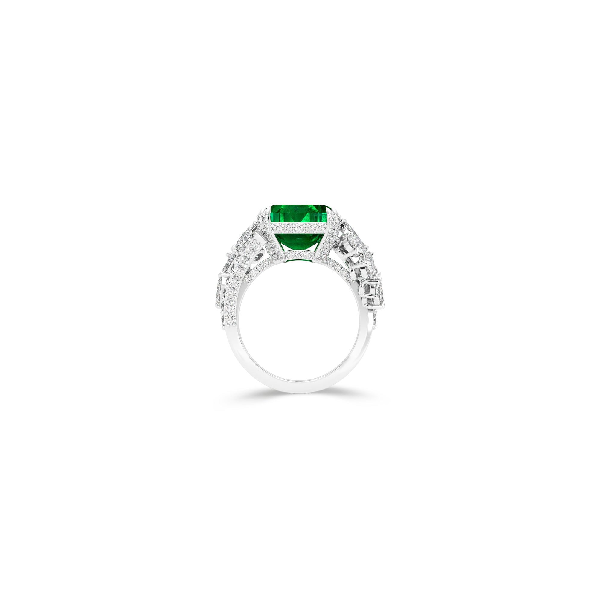 The Eternal Radiance Emerald Cut Emerald and Diamond Ring