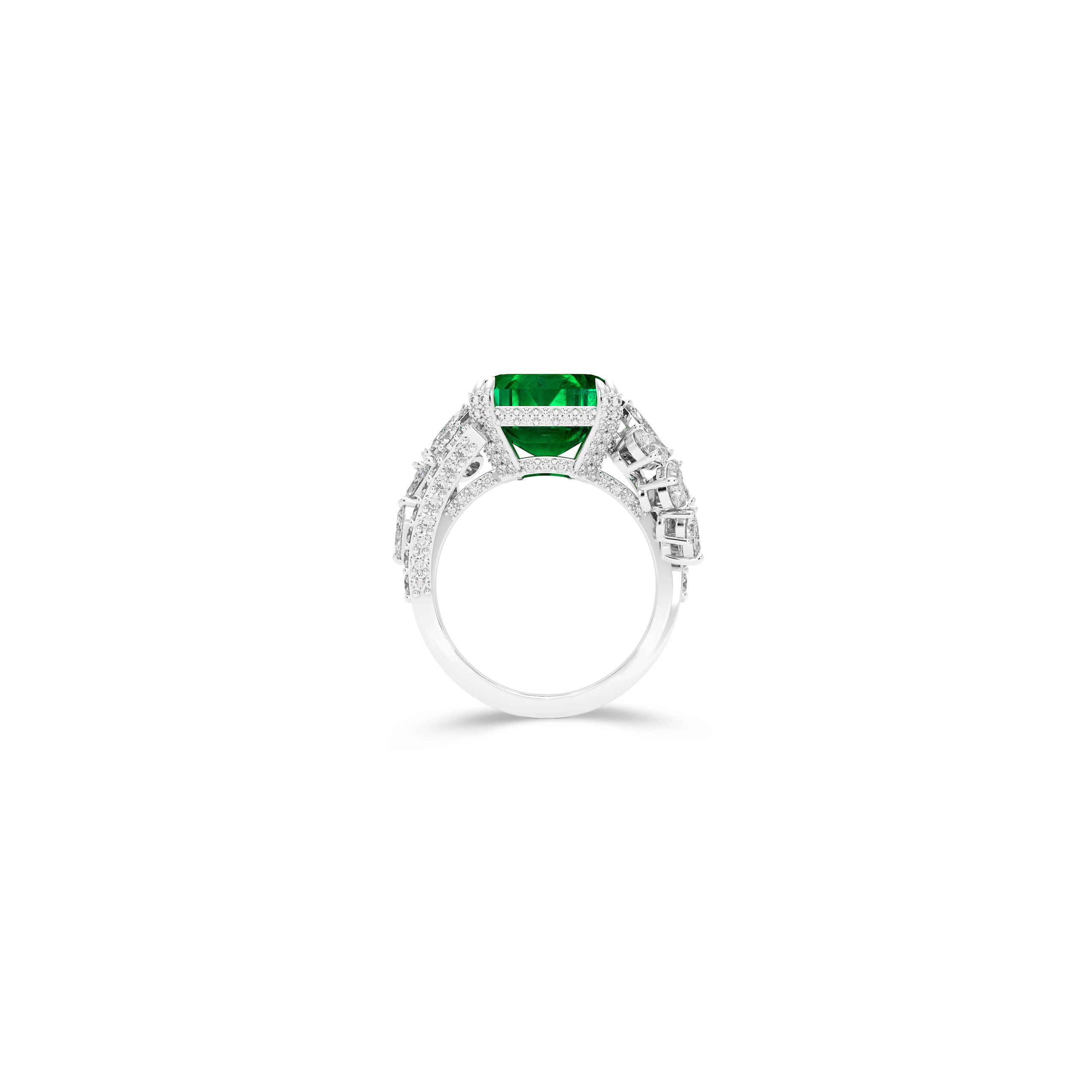 The Eternal Radiance Emerald Cut Emerald and Diamond Ring