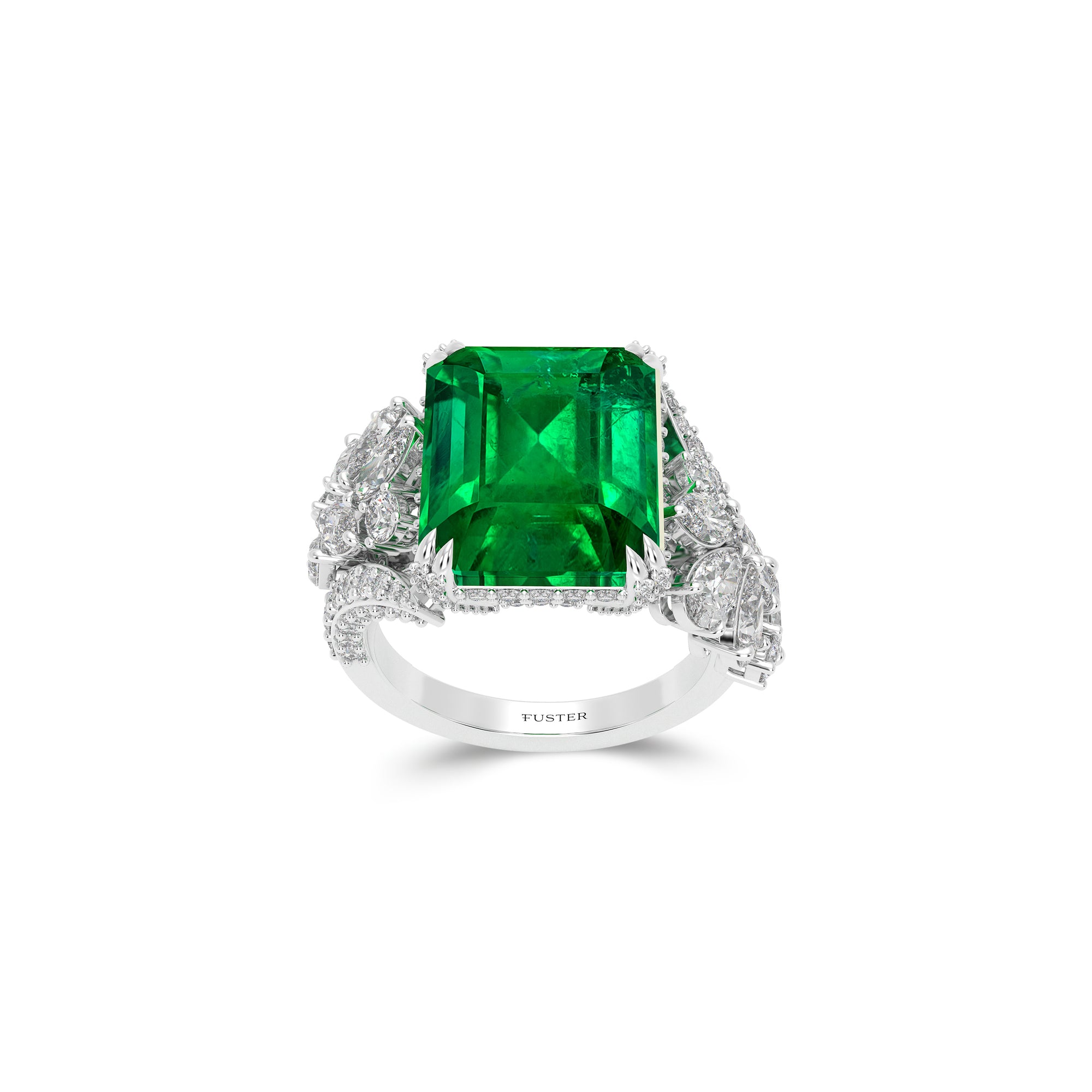 The Eternal Radiance Emerald Cut Emerald and Diamond Ring