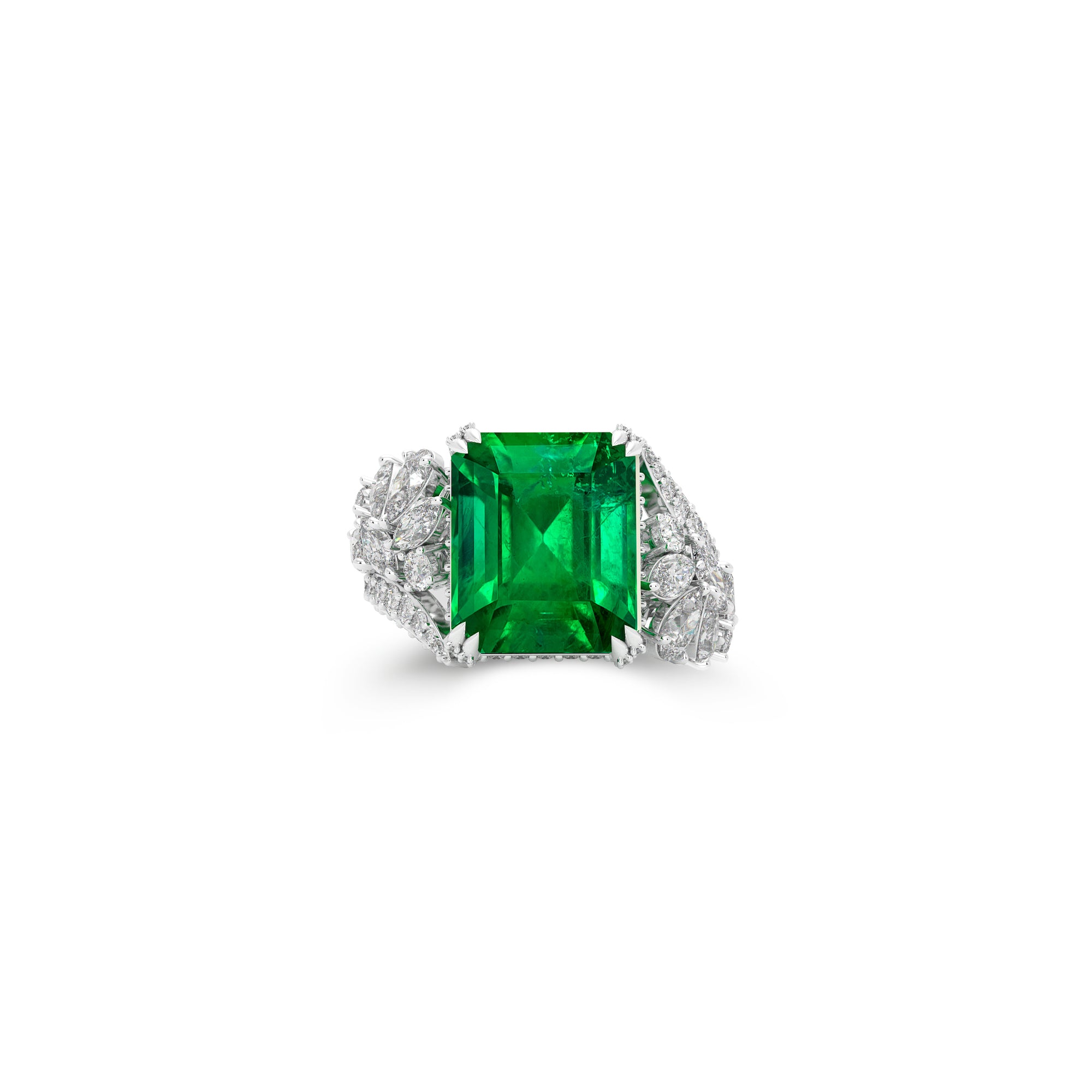 The Eternal Radiance Emerald Cut Emerald and Diamond Ring