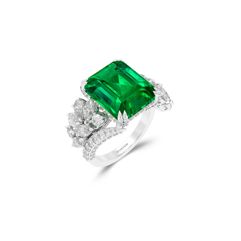 The Eternal Radiance Emerald Cut Emerald and Diamond Ring