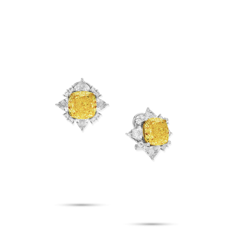Fancy Yellow Cushion Cut Earrings - Boutique Exclusive