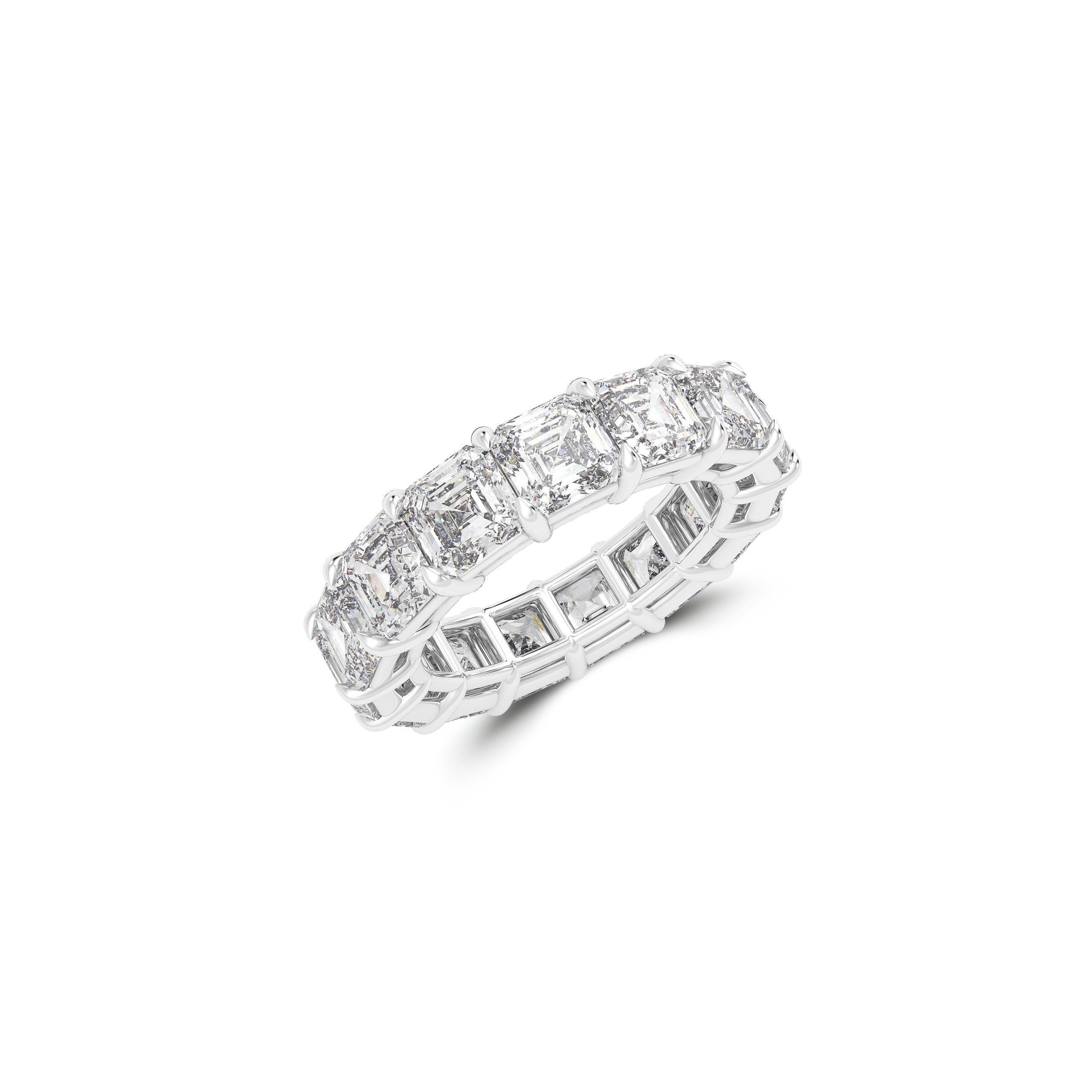 Emerald Square Cut White Diamond Band