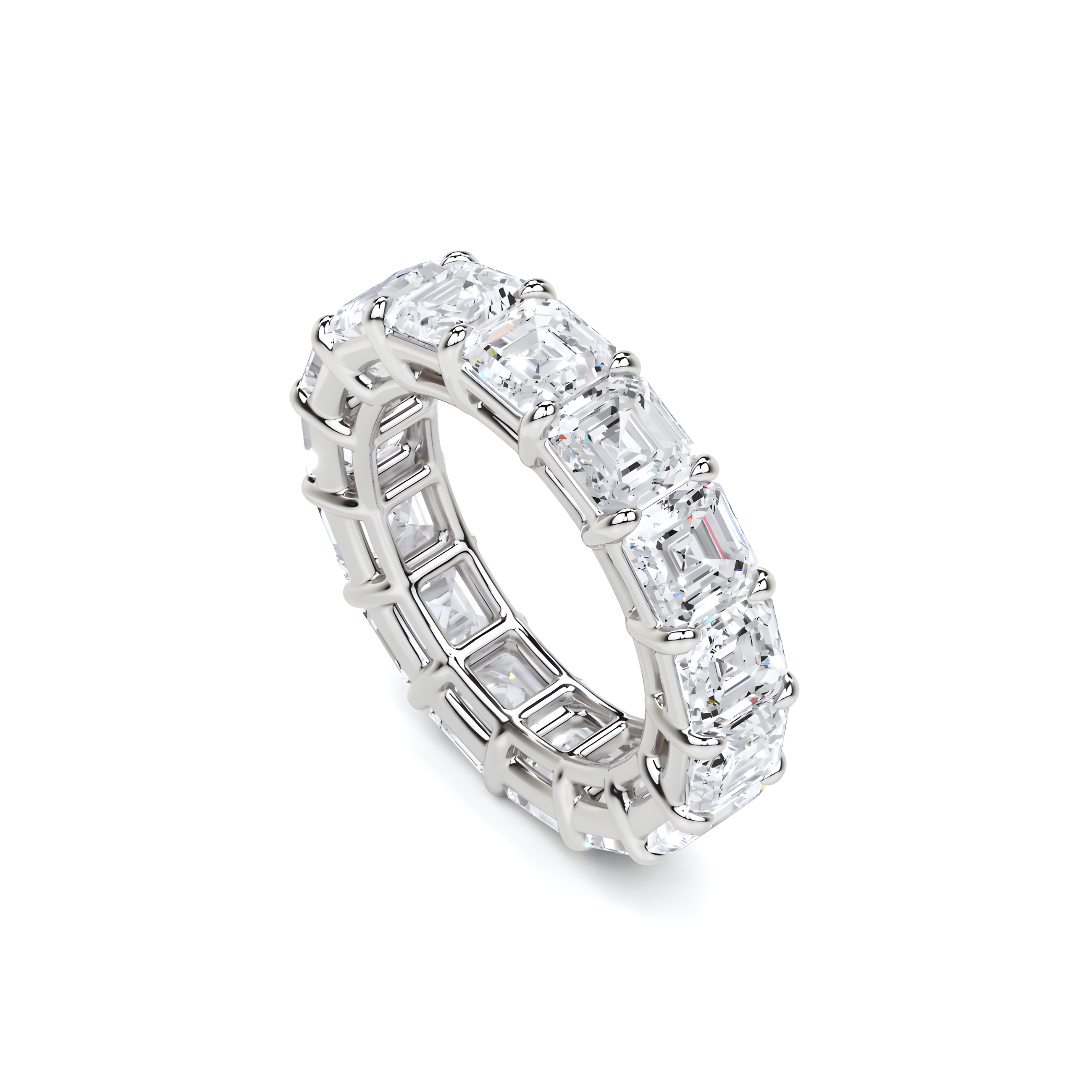 Emerald Square Cut White Diamond Band