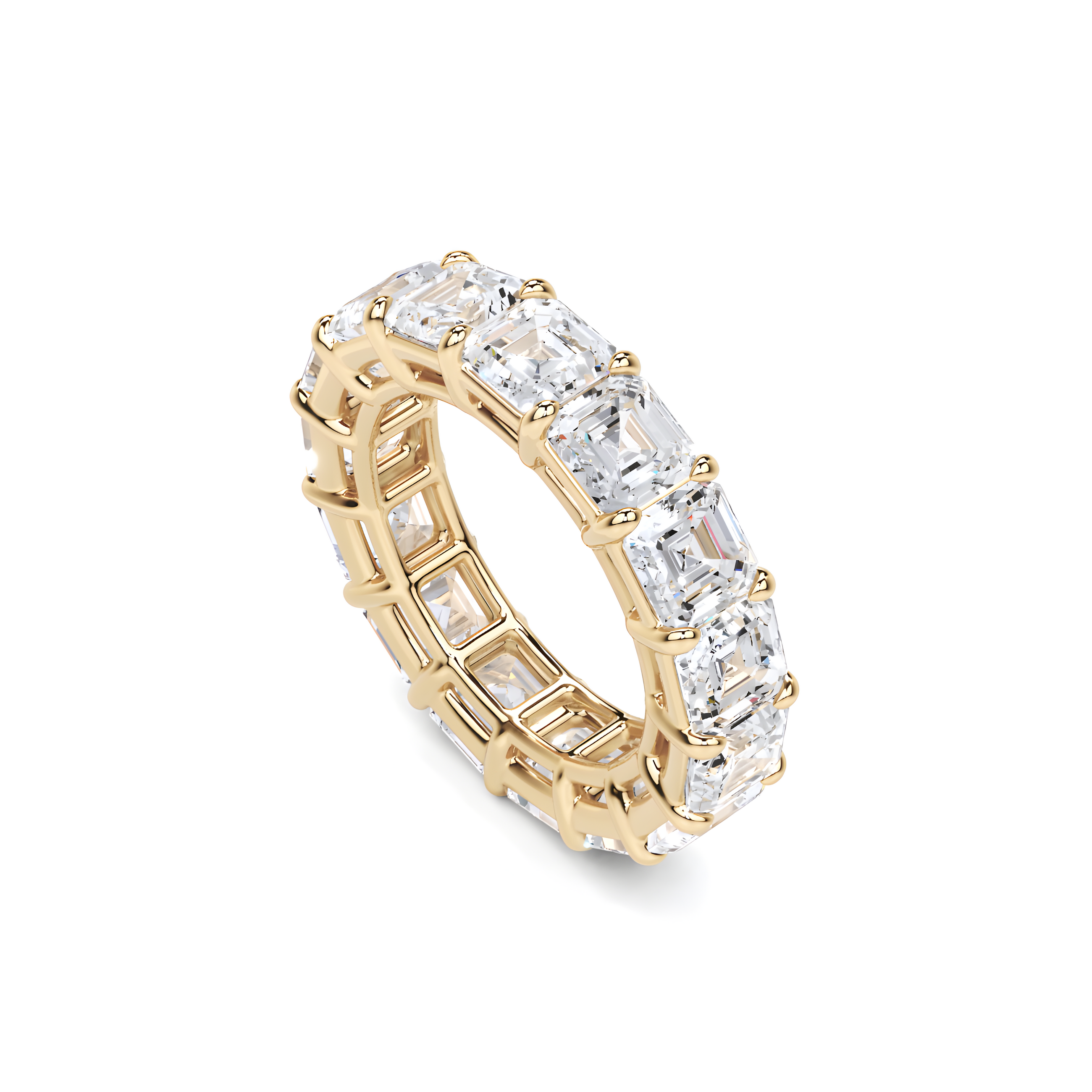 Emerald Square Cut White Diamond Band