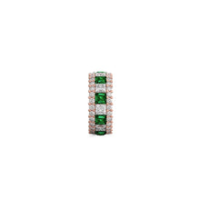 Emerald Princess Cut and White Diamond Band