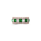 Emerald Princess Cut and White Diamond Band