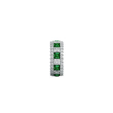 Emerald Princess Cut and White Diamond Band