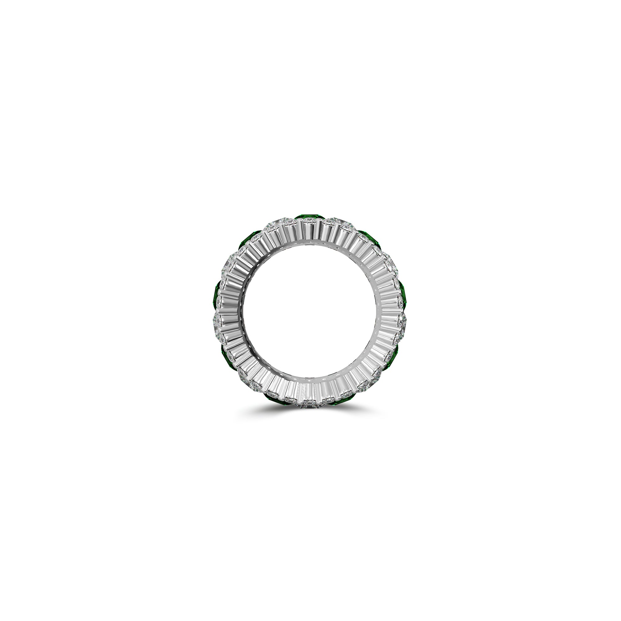 Emerald Princess Cut and White Diamond Band