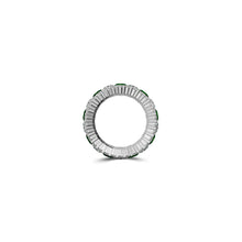 Emerald Princess Cut and White Diamond Band