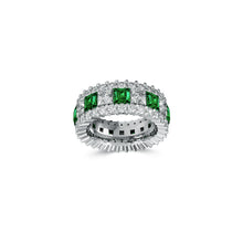 Emerald Princess Cut and White Diamond Band
