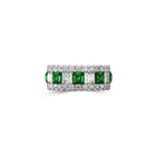 Emerald Princess Cut and White Diamond Band
