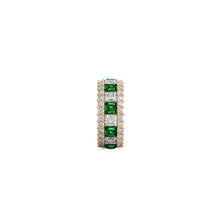 Emerald Princess Cut and White Diamond Band