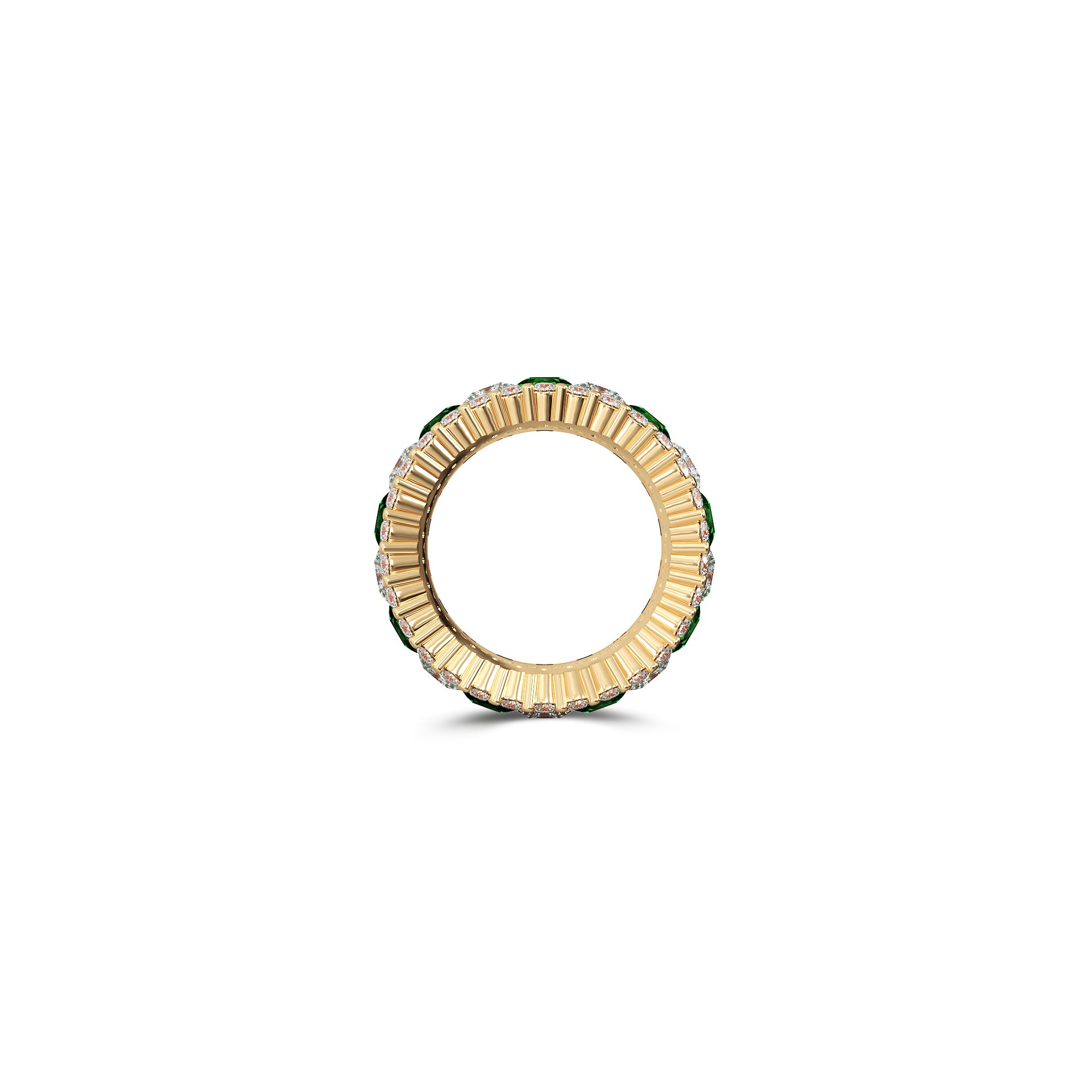 Emerald Princess Cut and White Diamond Band
