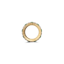 Emerald Princess Cut and White Diamond Band