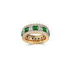 Emerald Princess Cut and White Diamond Band