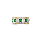 Emerald Princess Cut and White Diamond Band