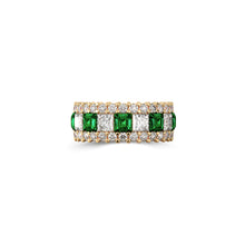 Emerald Princess Cut and White Diamond Band