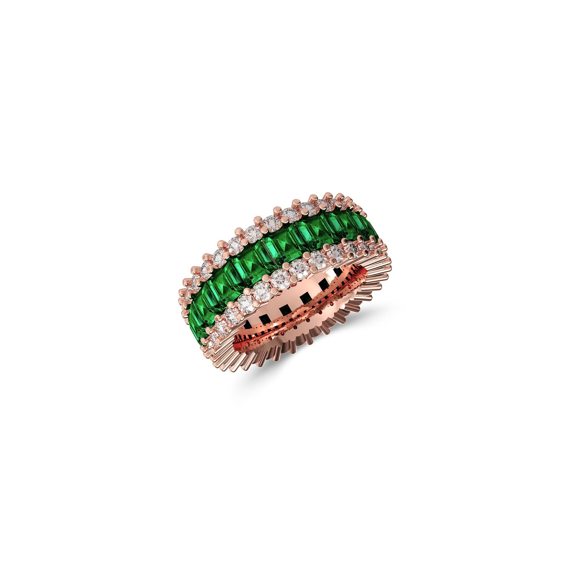 The Classic Fuster Emerald & Diamond Band