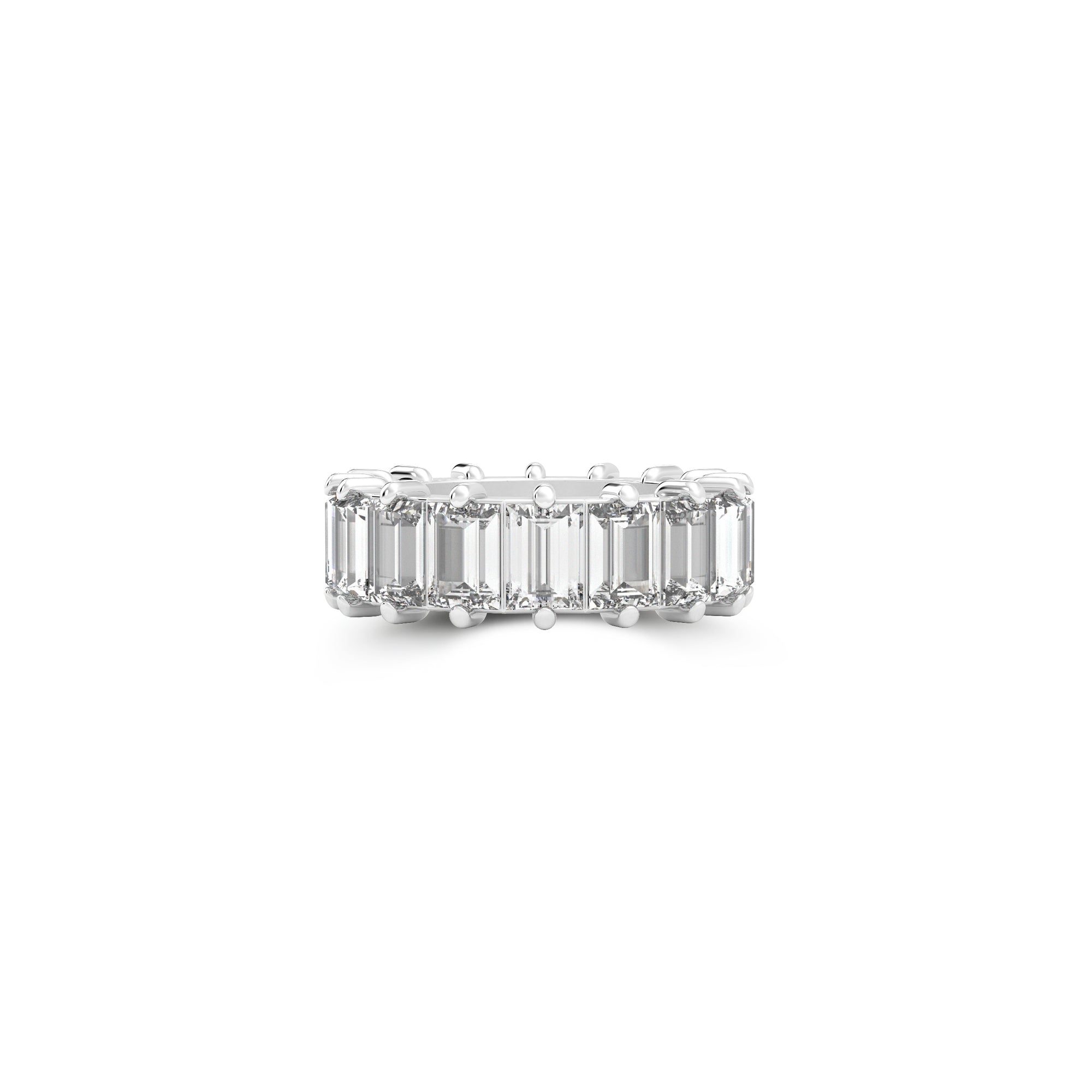 Emerald Cut  White Diamond Alliance Ring