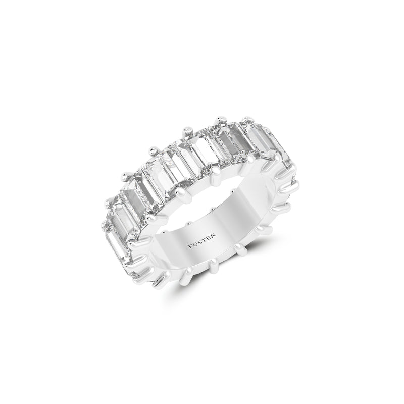 Emerald Cut  White Diamond Alliance Ring