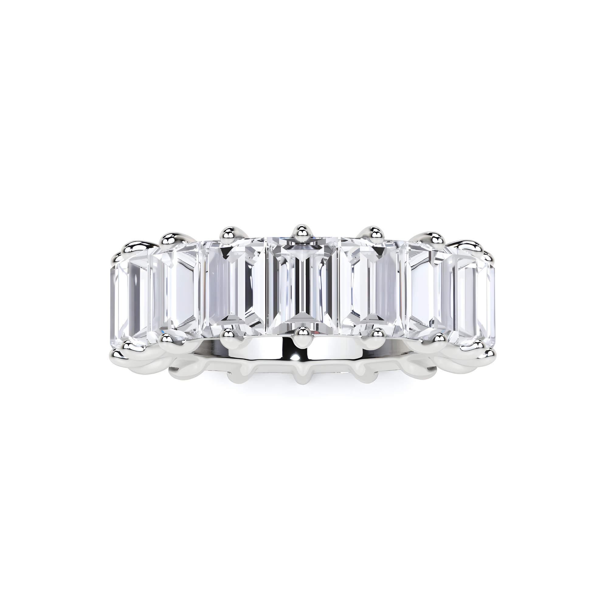 Emerald Cut  White Diamond Alliance Ring