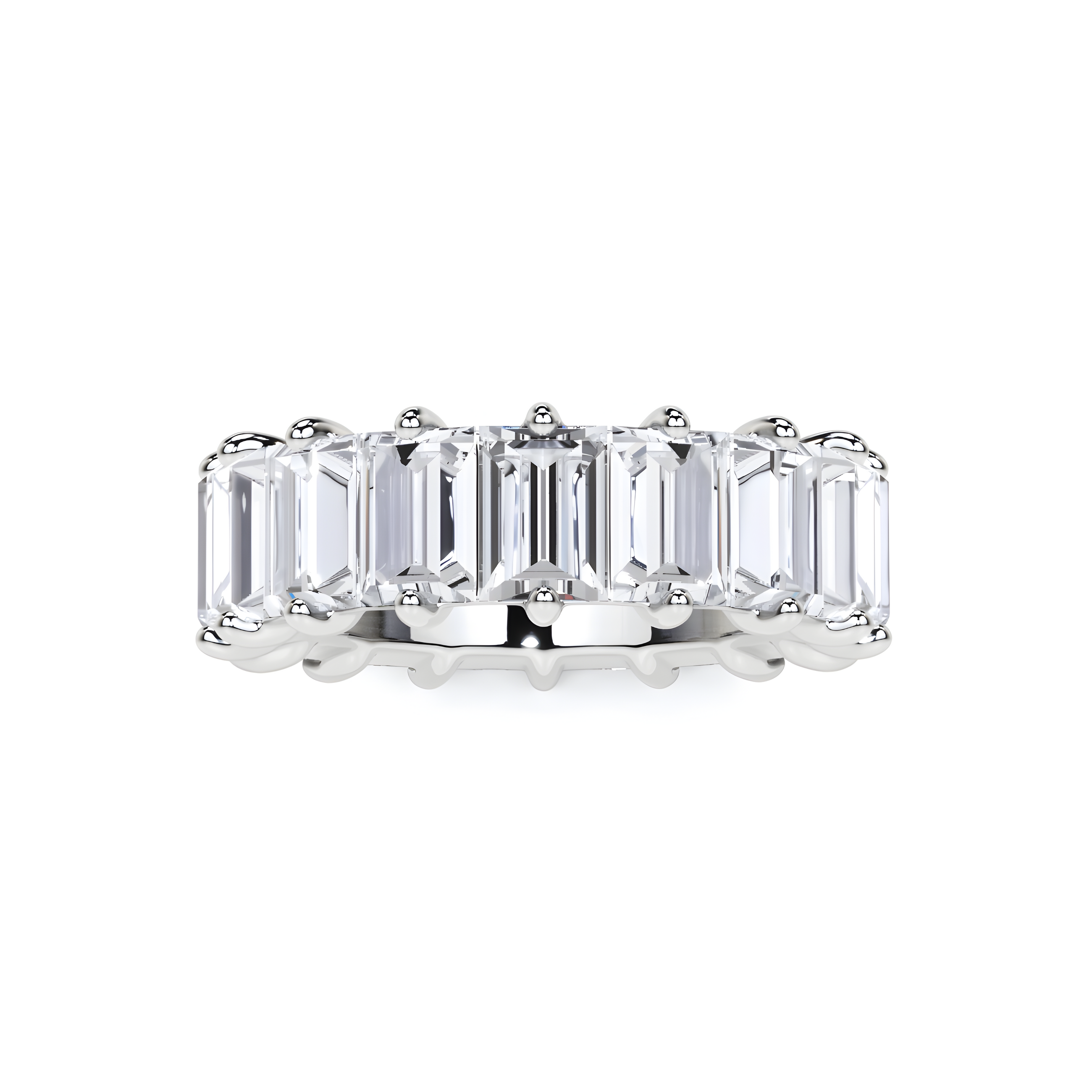 Emerald Cut  White Diamond Alliance Ring