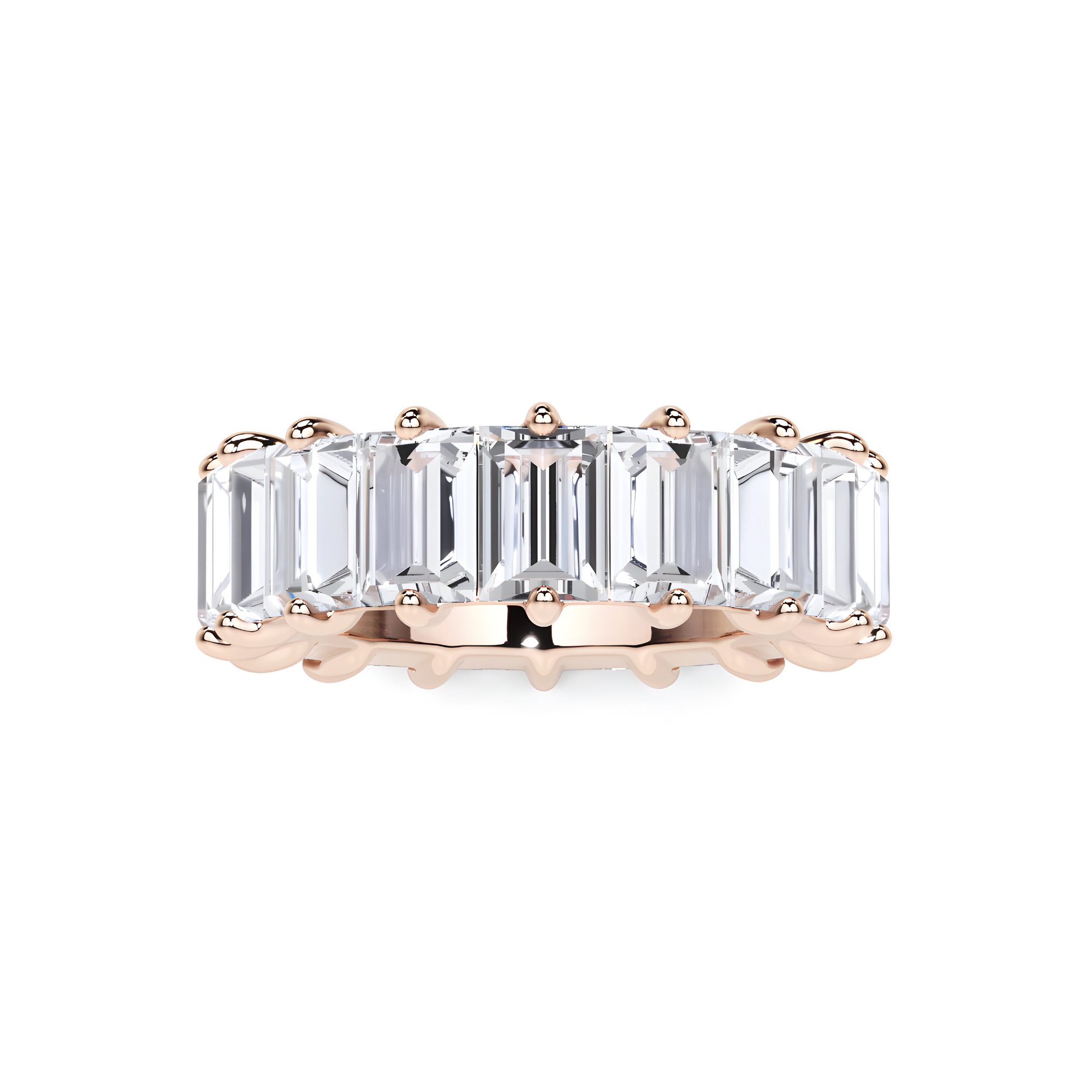 Emerald Cut  White Diamond Alliance Ring