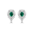 Emerald Majesty Oval-Cut and Marquise  Diamond Earrings