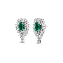 Emerald Majesty Oval-Cut and Marquise  Diamond Earrings