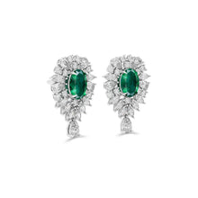 Emerald Majesty Oval-Cut and Marquise  Diamond Earrings