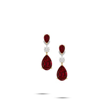 Ruby Pear Shape and Diamond Earrings