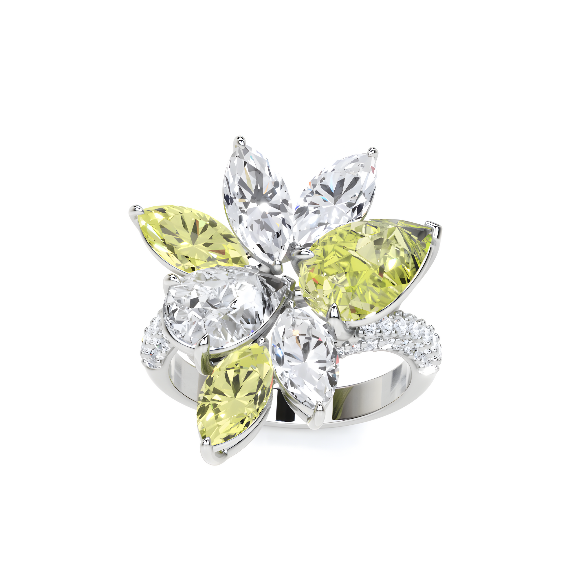 Anillo de alta joyería con diamantes y talla ovalada amarilla 