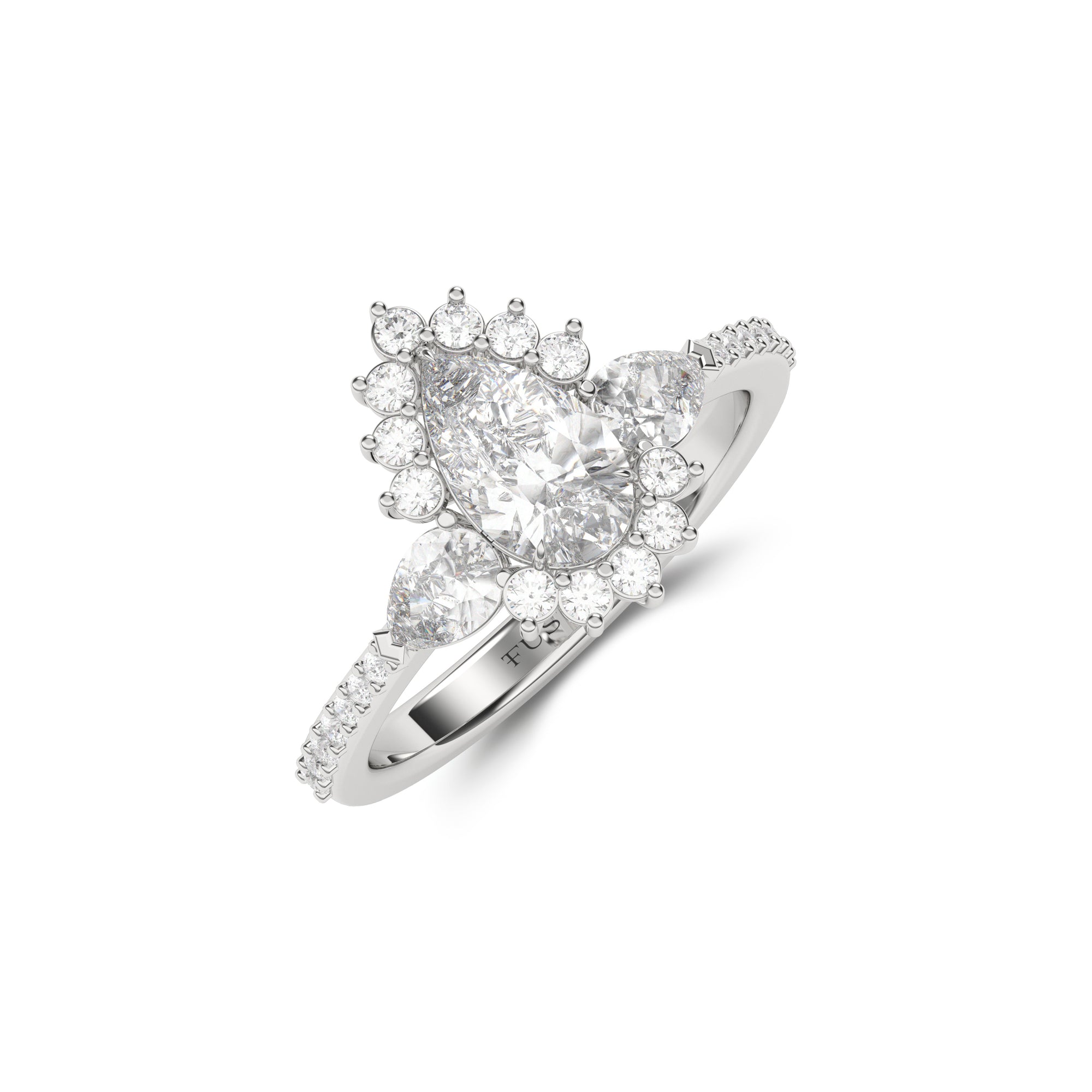 Verlobungsring mit birnenförmigem Kissenschliff-Diamant